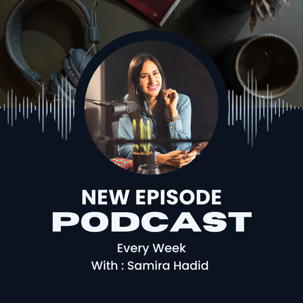 Dark Blue and White Simple Podcast Cover